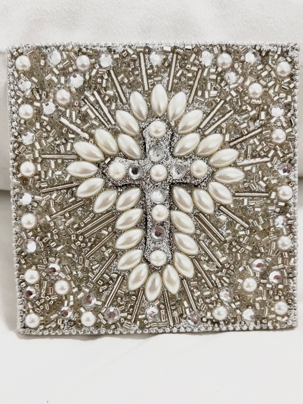 EVDY Beaded Cross 4x4 Notepad 96 Blank Pages NWT